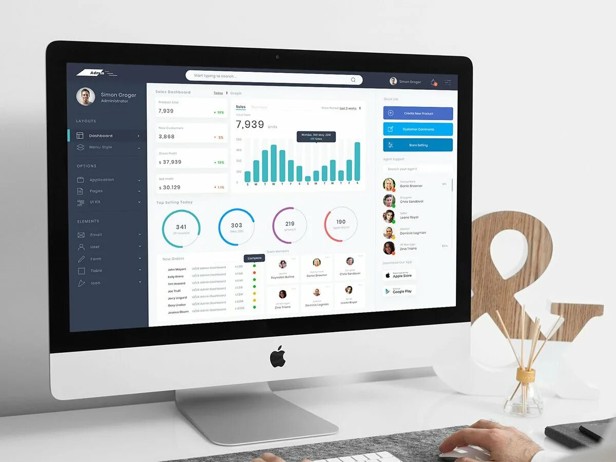Desktop interface. Sales dashboard. Desktop UX. Dashboard Mockup. Дизайн компонента.