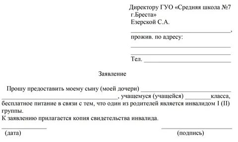 13 школа заявление
