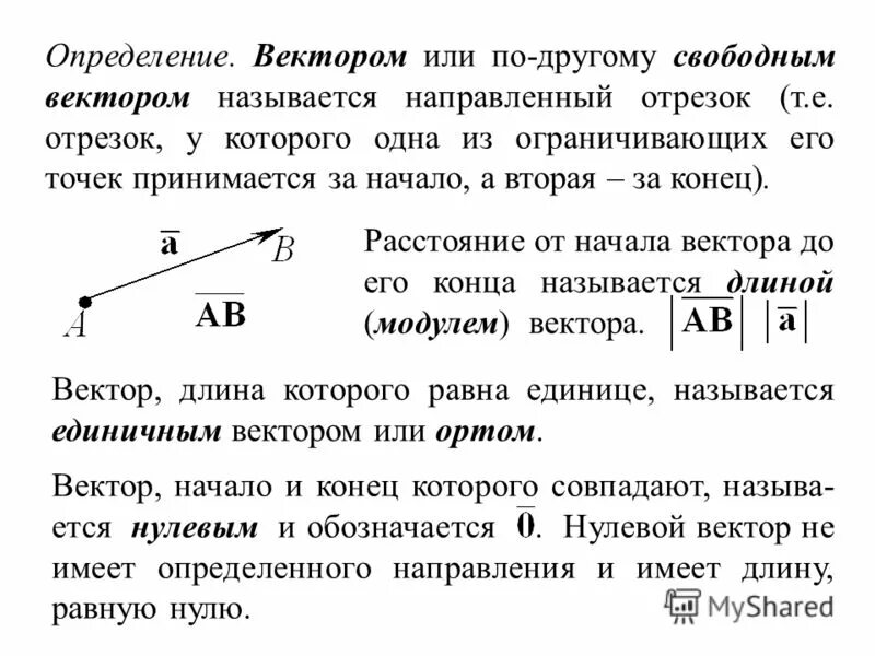 Какой вектор называется единичным. Свободный вектор. начало вектора определение. свободный вектор определение. направленные отрезки свободные векторы.