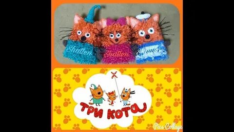 Котик мочалка игрушка крючком
