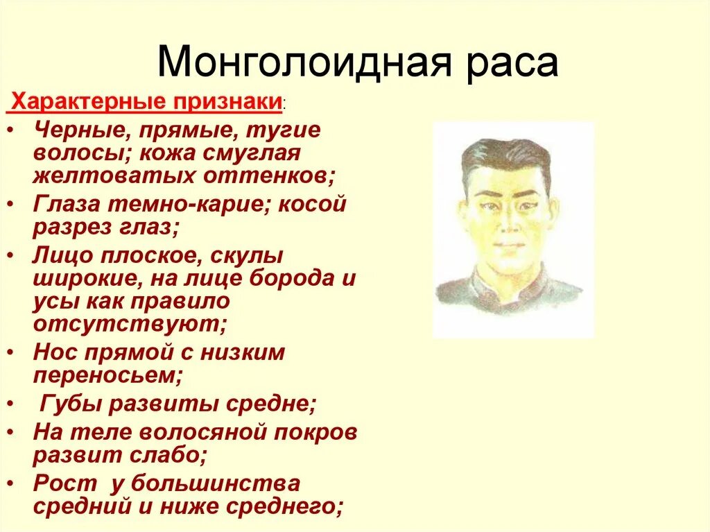 Какой морфологический признак не характеризует монголоидную расу. Характеристика монголоидная раса внешние признаки. Особенности монголоидной расы. Цвет кожи монголоидной расы. Характерные черты монголоидной расы.