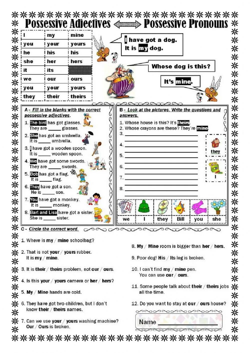 Mining worksheet. Притяжательные местоимения worksheets. possessive adjectives задания. worksheets грамматика. possessive adjectives and pronouns задание.