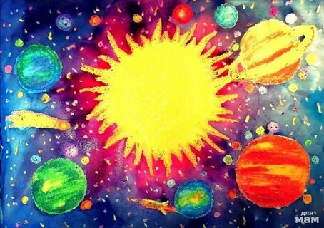 Космос красками для детей