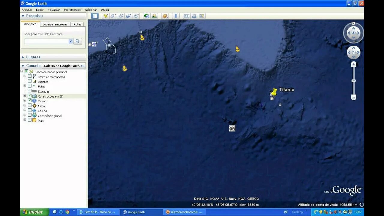 Координаты Титаника в Google Maps. Google Earth Титаник. Титаник на гугл карте. Место крушения Титаника на карте гугл координаты.