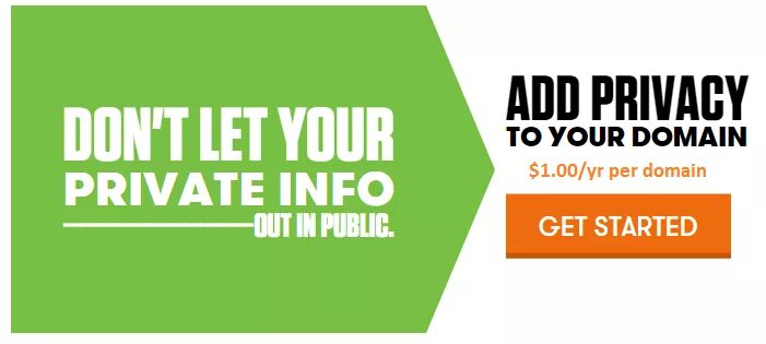Private info. Godaddy domain for 1 Dollar. Private now