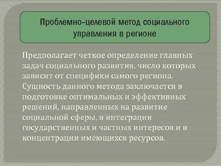 Социальное управление региона. Проблемно-целевой метод социального управления в регионе. Проблемно целевая структура. Целевой метод. Пример целевого метода в социальной работе.