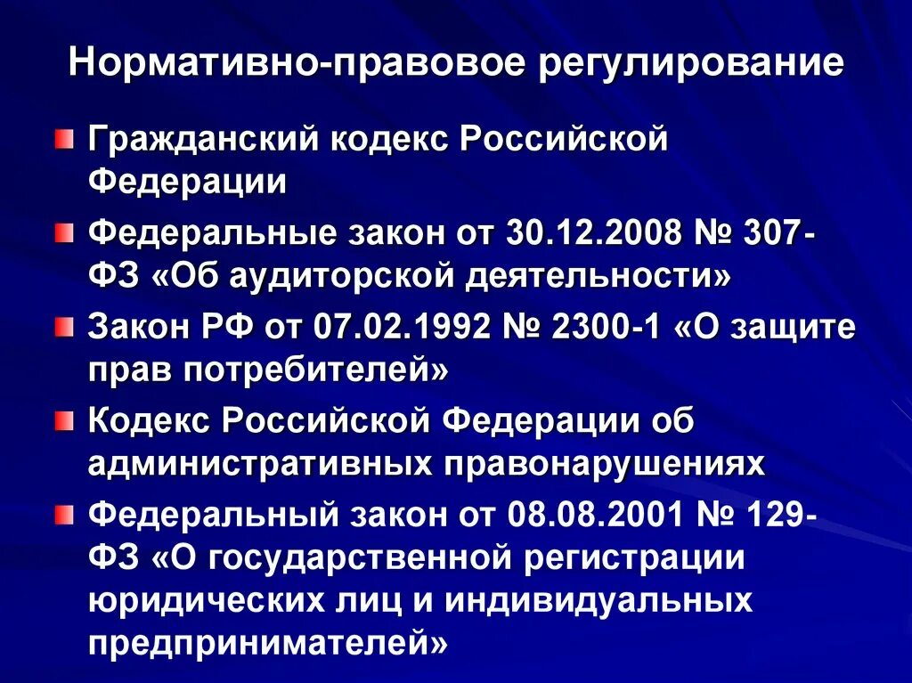 Нормативно правовое регулирование деятельности организаций