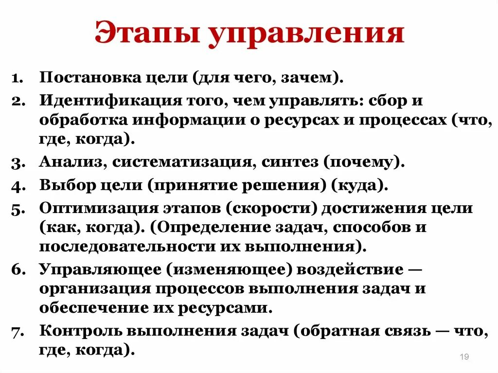 Этапы управления в россии. Этапы управления. Этапы процесса управления. Этапы организации управления. Стадии процесса управления.