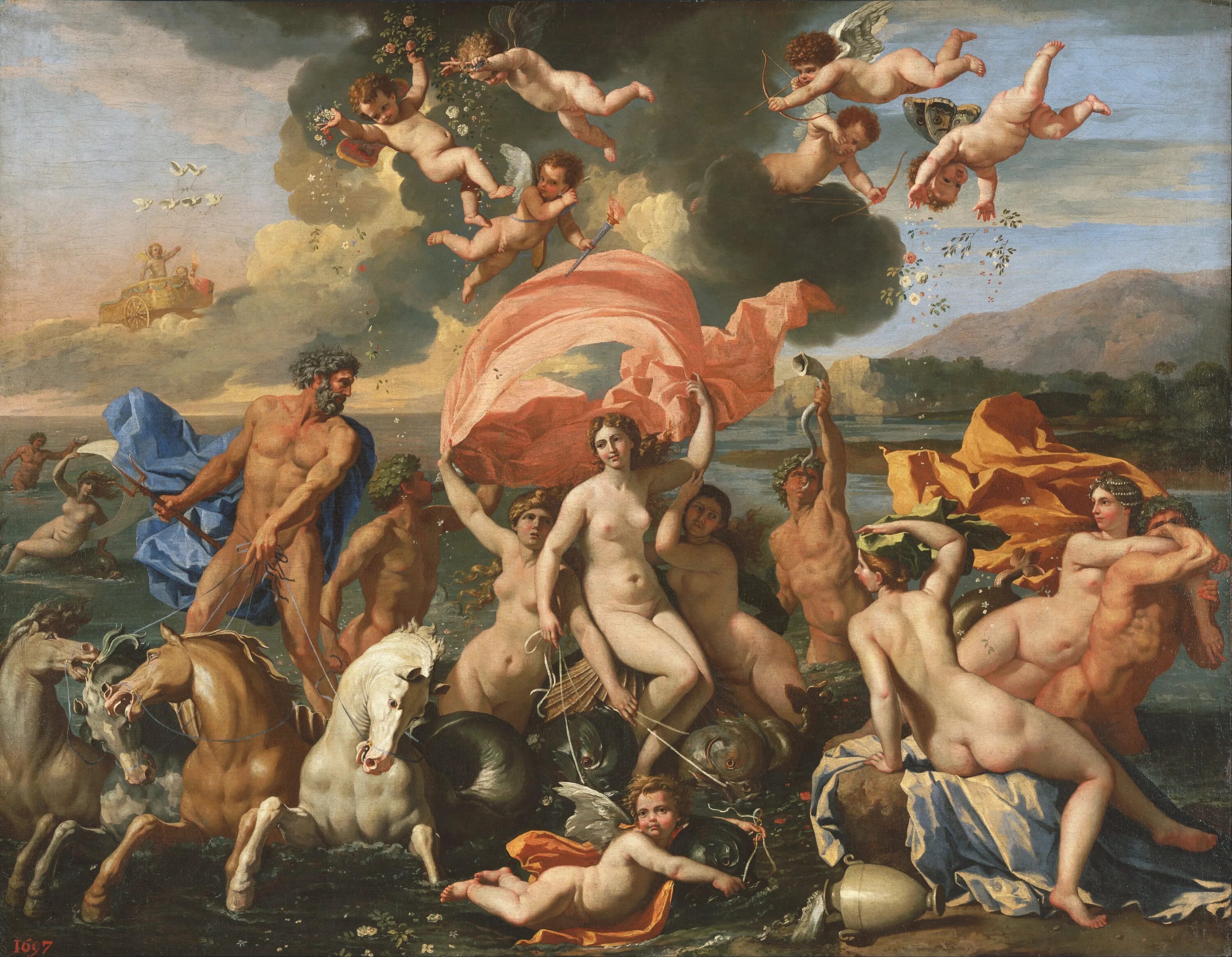 Планеты античной мифологии. Пуссен Триумф Нептуна и Амфитриты. Пуссен. "Триумф Нептуна и Амфитриты" (1634).