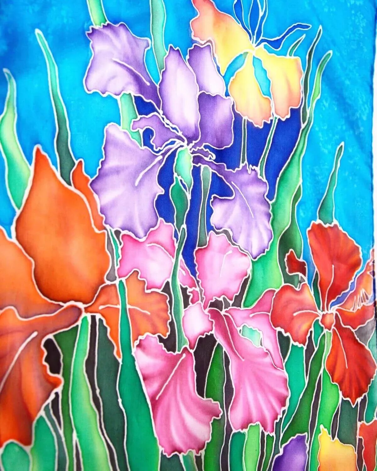 Изображение изделий выполненных в технике батика. Техника батик. Батик техника рисования на ткани. Холодный батик техника. Батик платок цветы.