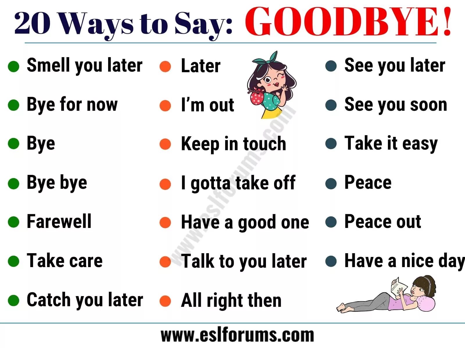Ways to say Goodbye in English. Ways to say Bye. Ways of saying good Bye. Different ways to say Bye.