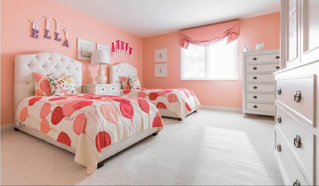 Детская для 2 девочек. Интерьер детской для двух девочек. Две красивых комнаты. Спальня с 2 кроватями. Две красивых комнаты.