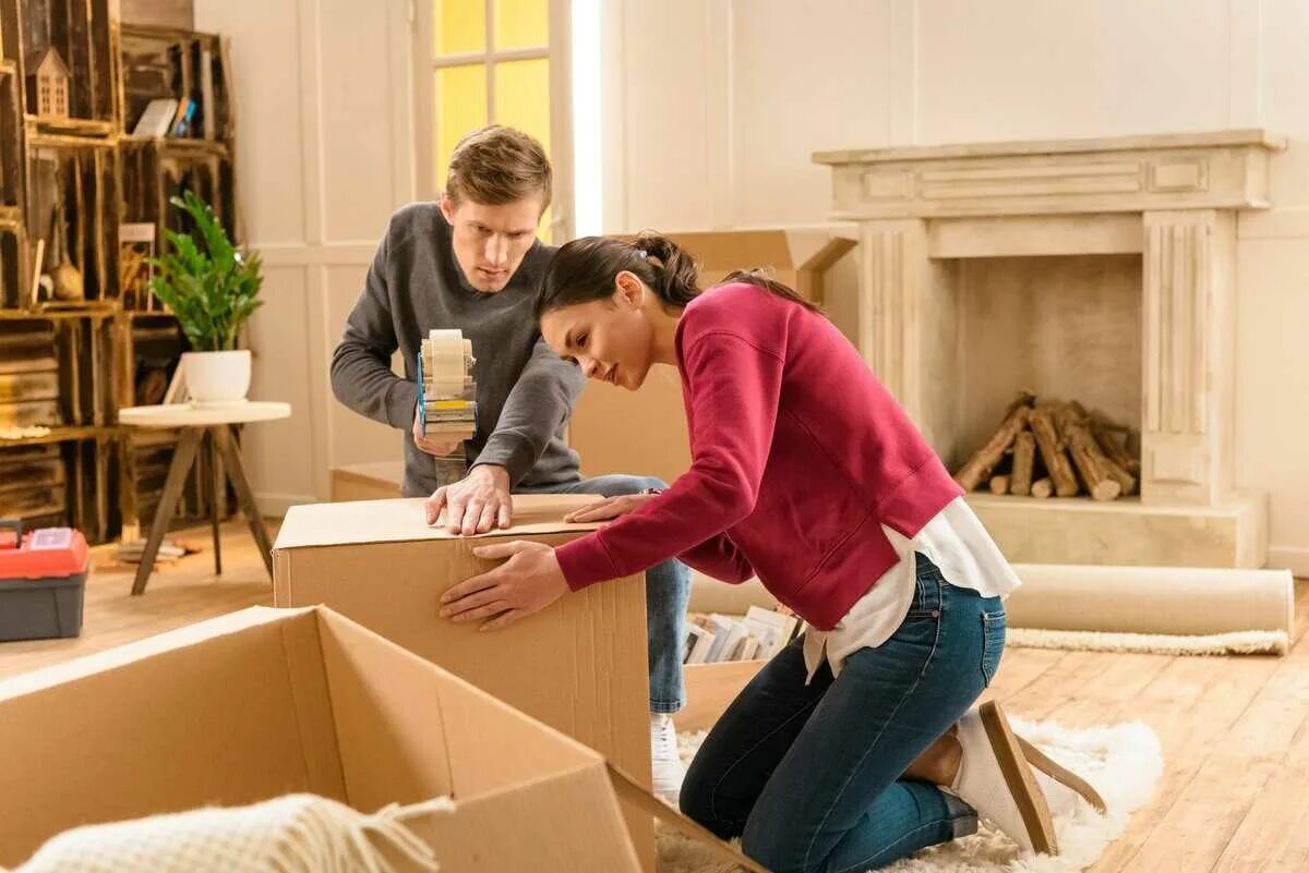 Сон переехать в новое жильё. House Relocation. Молодой парень собирает вещи дом. Шарик готовится к переезду.