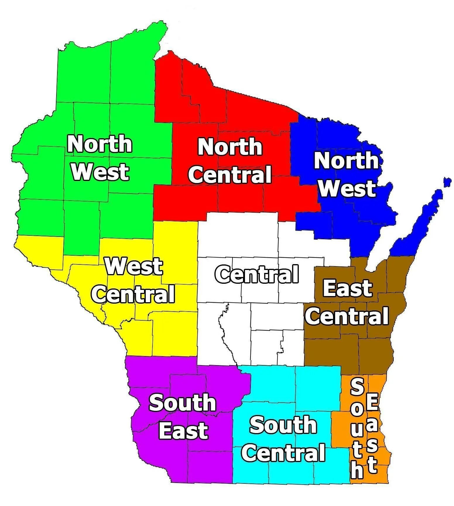 Висконсин. Home regions