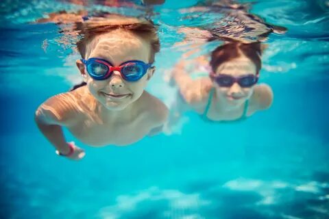 My brother and i swimming almost every