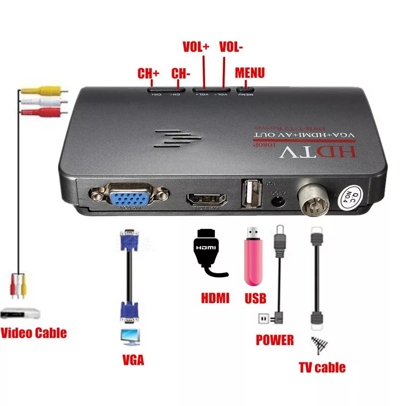 Hdmi dvb t2 тюнер. Hd-tv 1080p vga+hdmi+av-out, dvb-t-t2 receiver digital. приставка dvb t2 c vga выходом. dvb-t2 тюнер c vga. digital terrestrial hd 1080p dvb-tt2 tv box vga av cvbs tuner receiver remote control.