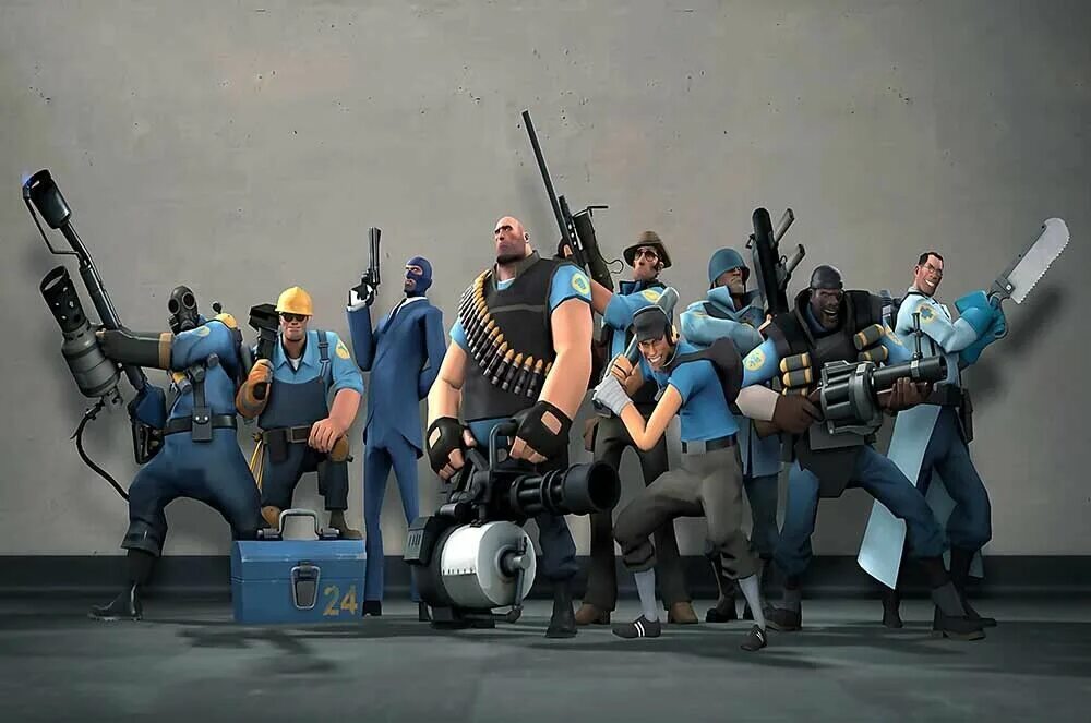 Тим фортресс 2 вся команда. Team Fortress 2 плакаты. Team Fortress 2 Blue. Tf2. Cfg tf2