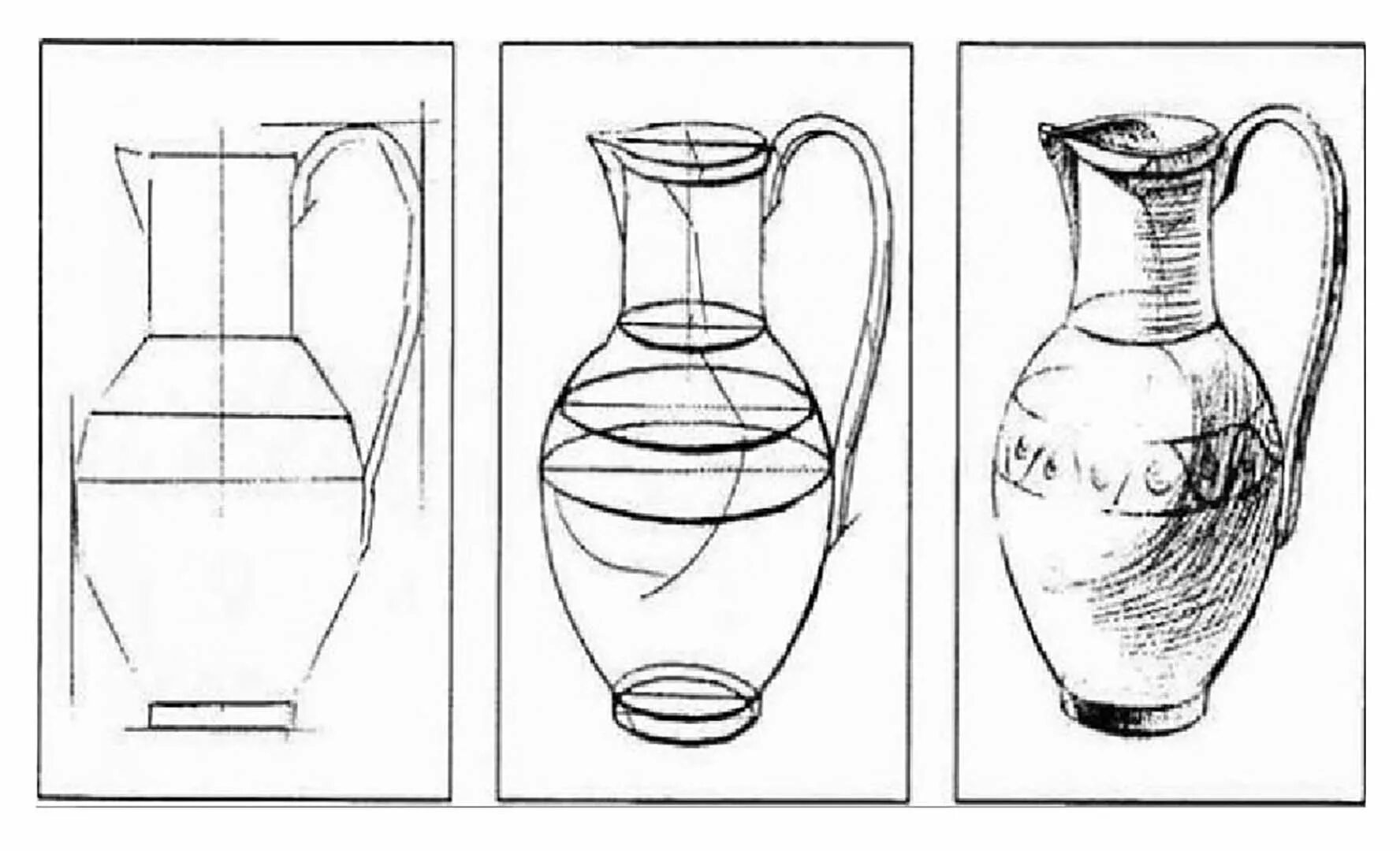 Как нарисовать кувшин карандашом. Поэтапное рисование кувшина карандашом. Зарисовка кувшина. Натюрморт кувшин карандашом. Бытовые предметы карандашом.