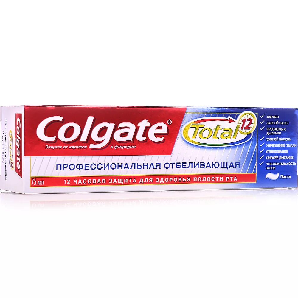 Зубные пасты для полости рта. Зубная паста Колгейт тотал 12 100мл. Colgate total 12 профессиональная отбеливающая 75 мл. Колгейт тотал 12 зубная паста профессионал отбеливание 75 миллилитров. Colgate total12 з/п professional отбеливающая 75 мл.