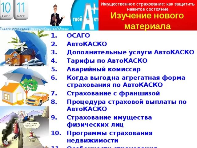 Финансовая грамотность страхуем машину 8 класс. Страхование презентация финансовая грамотность. Страховые проекты. Имущественное страхование. Тарифы имущественного страхования это.