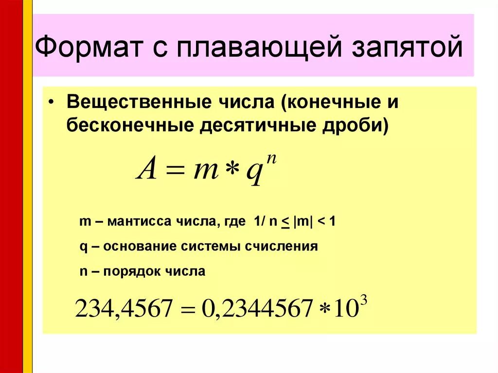 Число с плавающей запятой. Представление чисел с плавающей запятой. Формат с плавающей запятой. Формат числа с плавающей запятой. Нормализованное экспоненциальное число