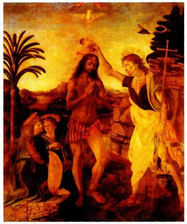 Андреа верроккьо крещение христа. Верроккьо крещение. Картина крещение христа леонардо да винчи. Андреа дель верроккьо и леонардо да винчи крещение христа. Верроккьо крещение.