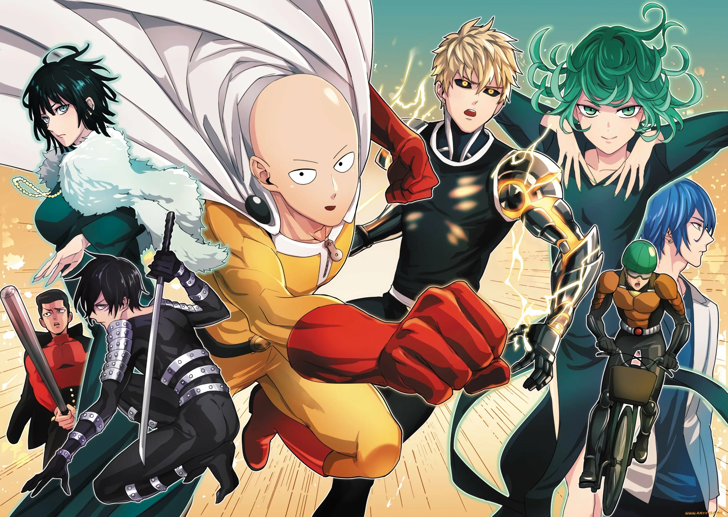 Onepunchman читать. Герои в Ванпанчмен Фубуки. Ван Панч мен тацумкаки.