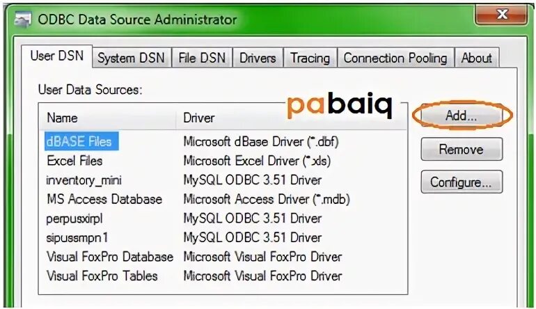 Data source name. Data source name
