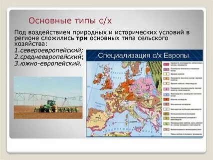 Сельскохозяйственная специализация стран северной и южной европы