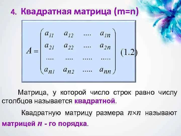 Прямоугольная и квадратная матрица. Матрица в квадрате. Квадратная матрица порядка n. Квадратная матрица пример.