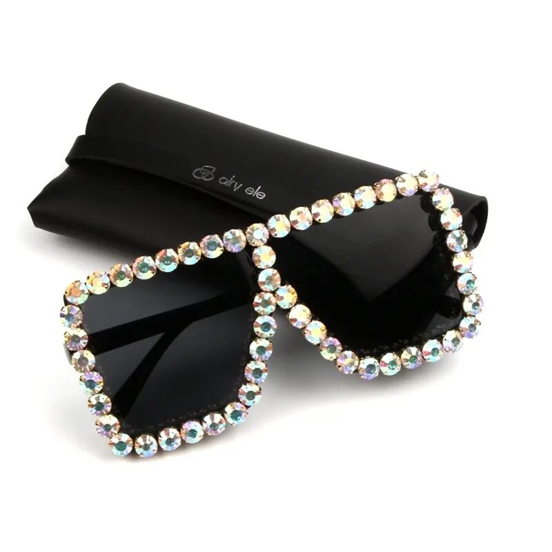 Rhinestone Cat Eye Retro Large Oversized Women Sunglasses Thick Frame Oversized 