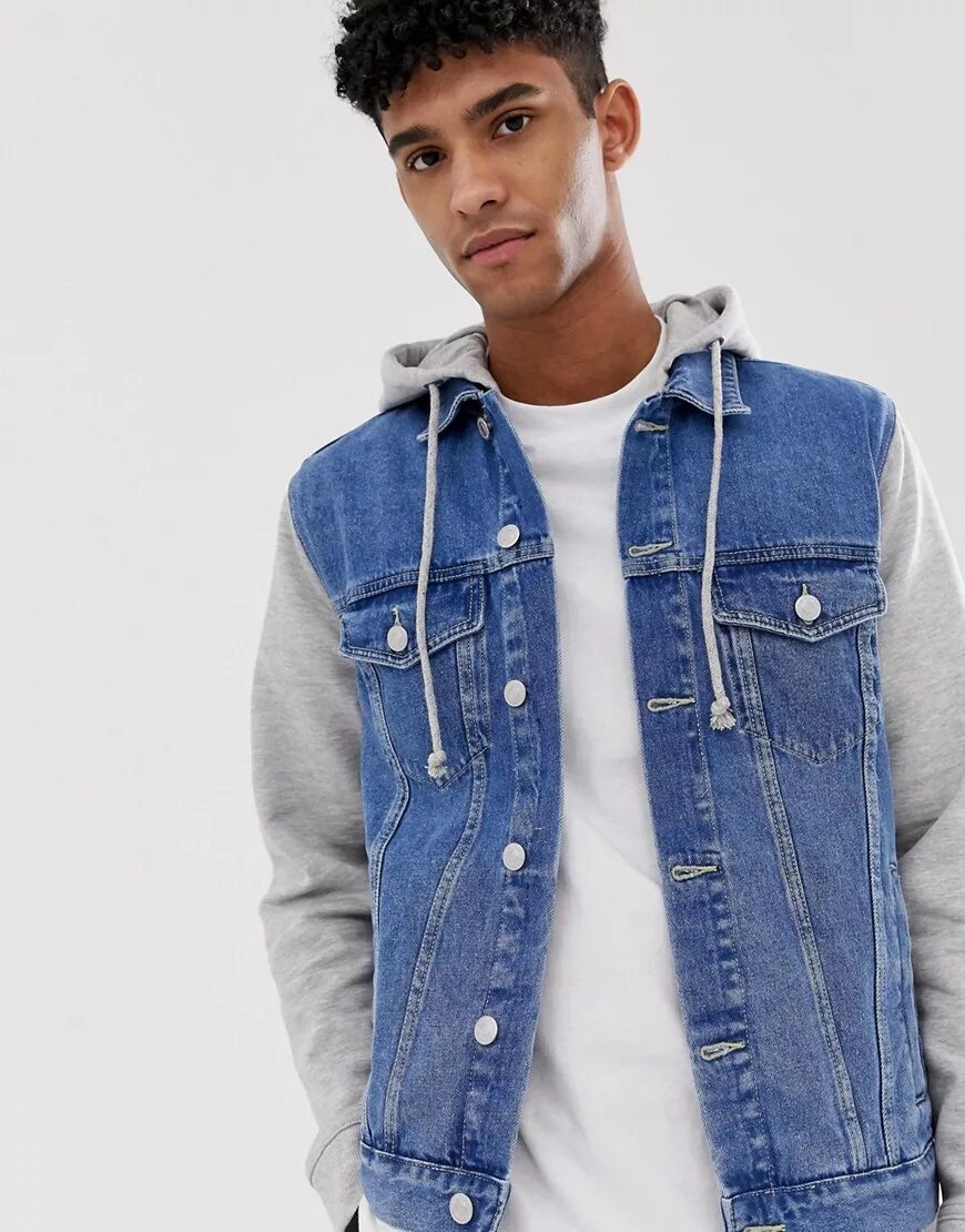 Hollister джинсовая куртка мужская. New look джинсовая куртка мужская. Джинсовая куртка с трикотажными рукавами женская. Куртка с трикотажными рукавами (jacket with jersey sleeves). River island джинсовая куртка мужская.