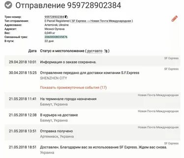 Когда придет посылка по трек номеру