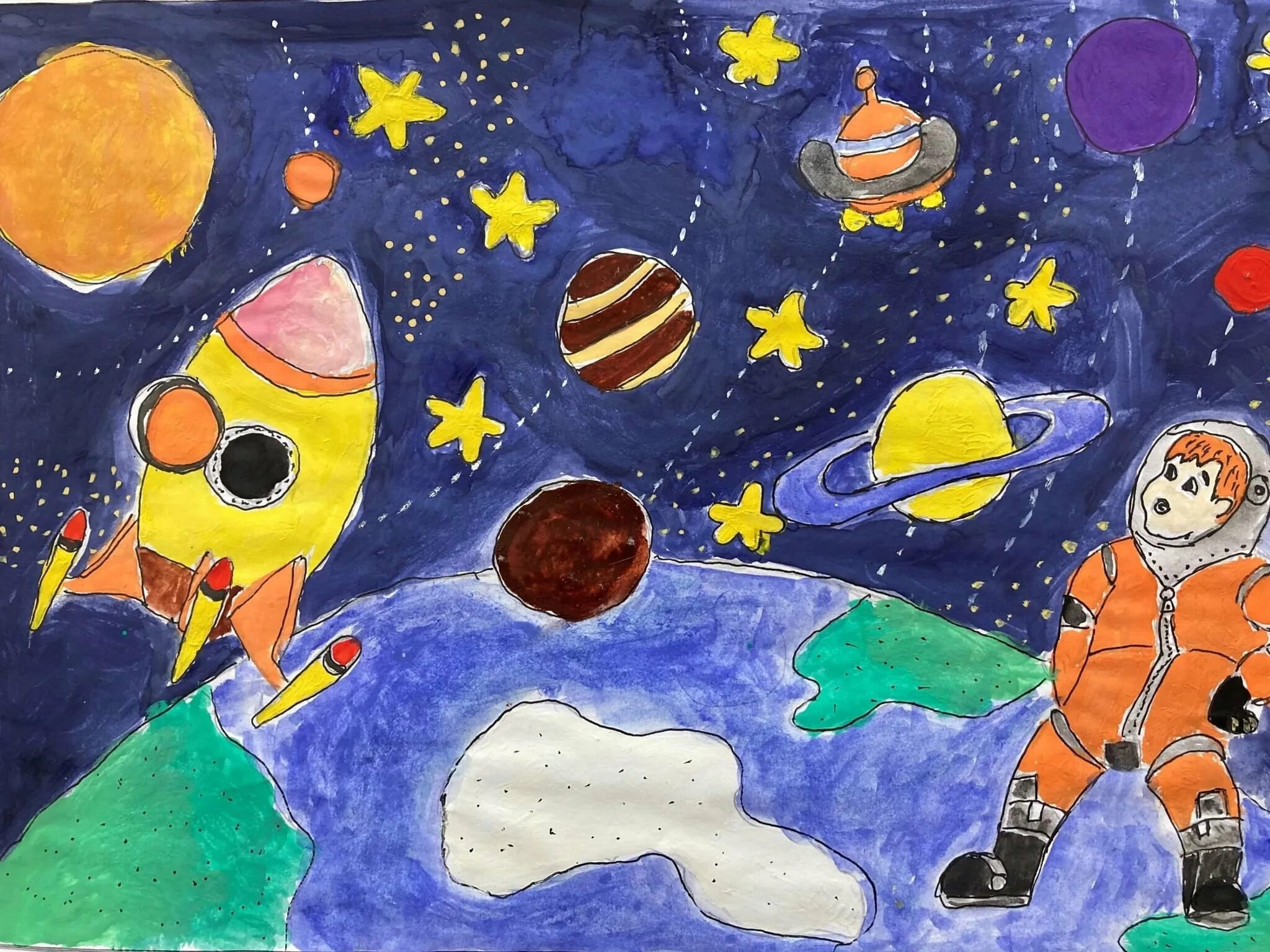 Рисунок на тему космонавтики 1 класс. Рисунок на тему космос. Рисование космос. Космос рисунок для детей. Рисование для детей космос.