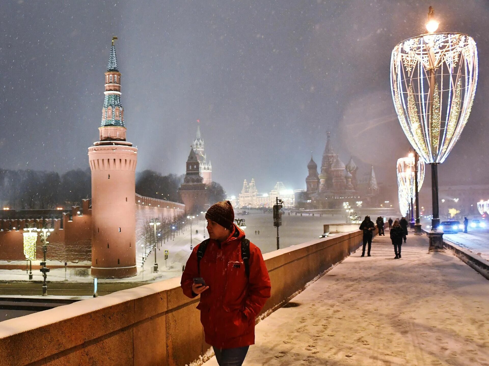 Москва зимой. Ночь в зимней Москве. Рождество в Москве. Рождественская Москва.