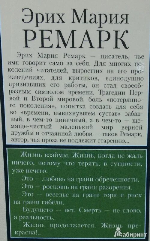 Ремарк жизнь взаймы краткое содержание. Ремарк жизнь взаймы краткое содержание