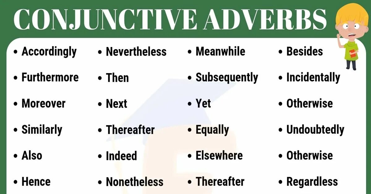 Conjunctive. Types of adverbs in English. Conjunctive adverbs. Conjunction adverbs. Find the adverb