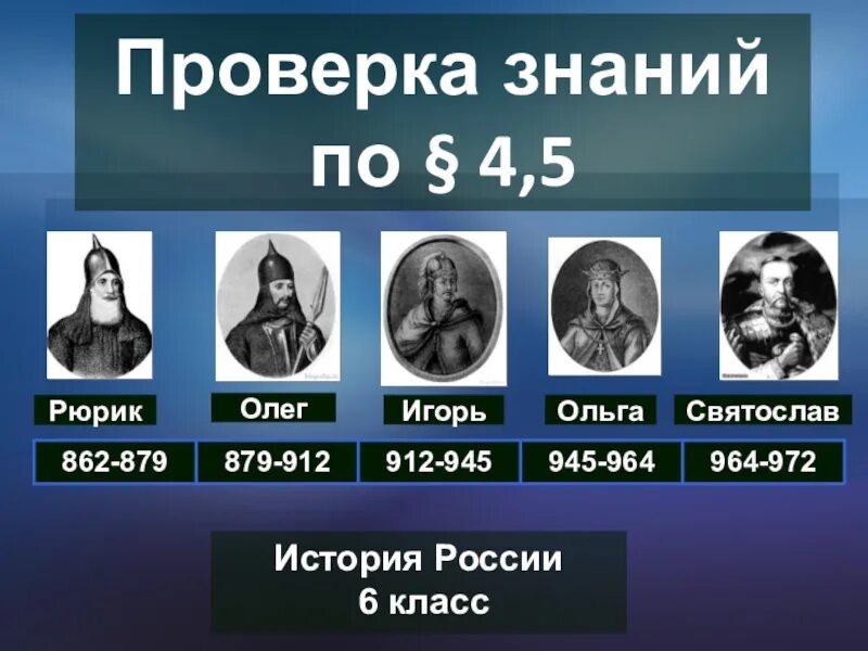 Даты правления история россии 6 класс. Годы правления первых русских князей.