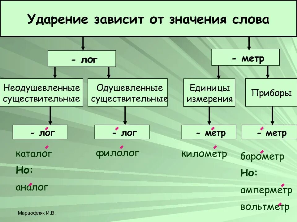 4 корня которые зависят от ударения
