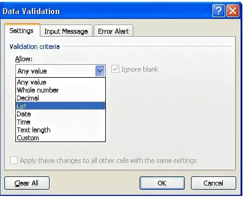 Input message. Validation messages