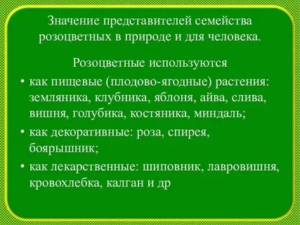 Значение растений семейства