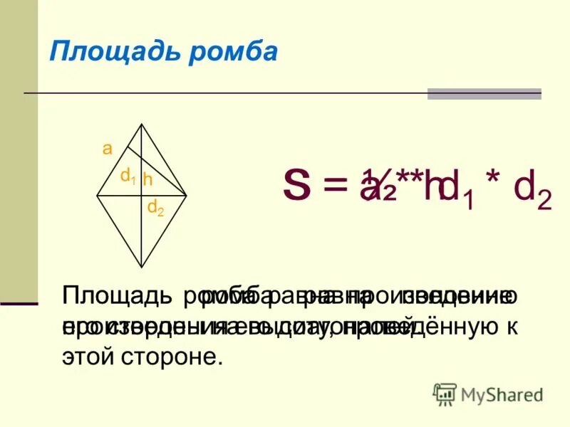 Площадь квадрата равна произведению 2 его сторон