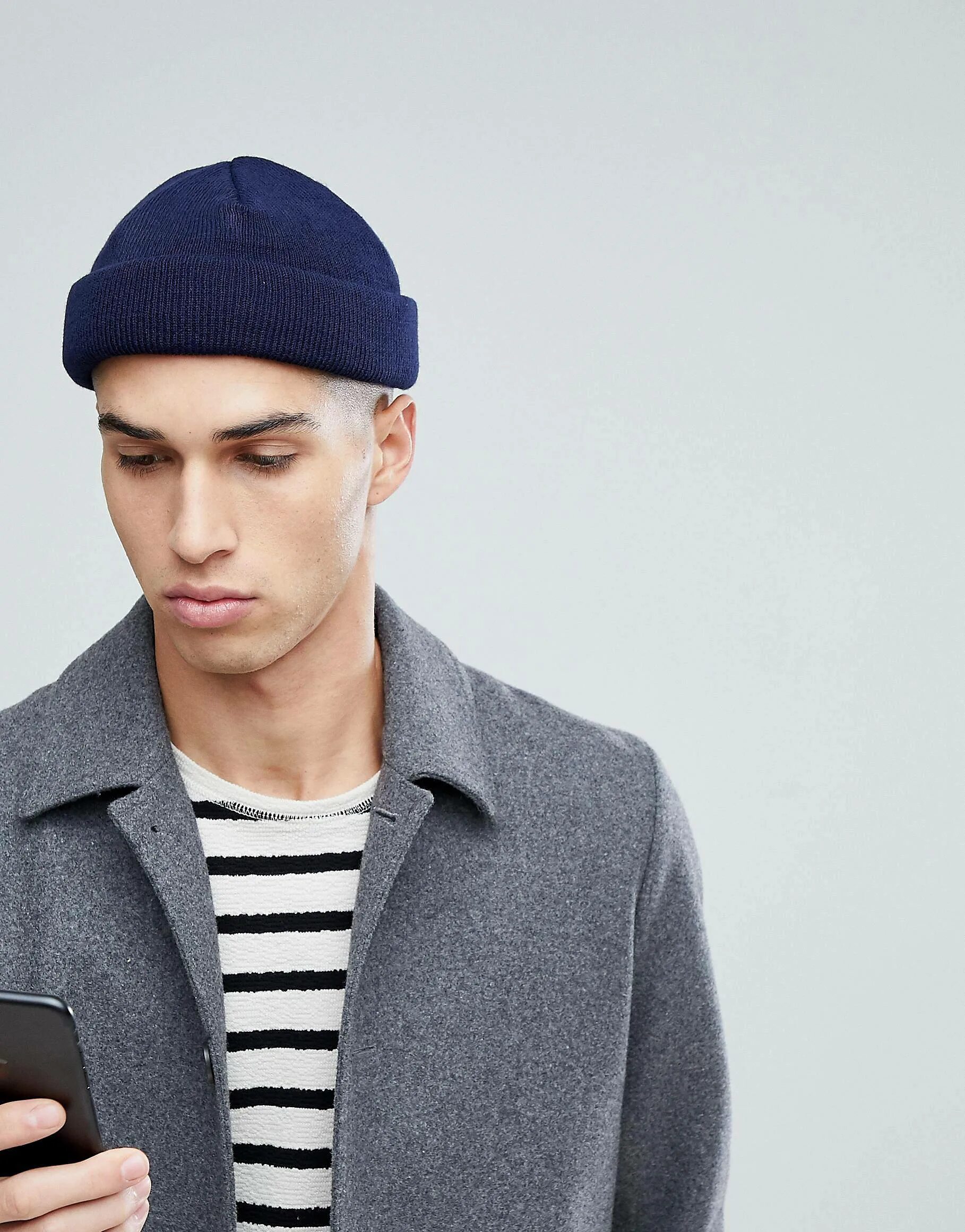 ASOS Mini Fisherman Beanie In Navy ASOS