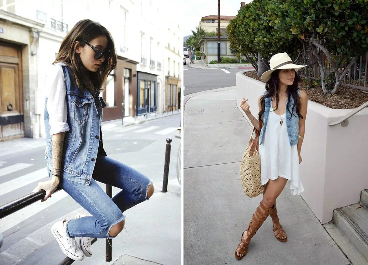 образ с джинсовой безрукавкой. модный джинсовый жилет. образы с джинсовым жилетом. джессика альба 18 лет в джинсовке. образ с джинсовой безрукавкой.