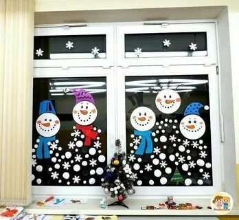 Украсить окна в классе к новому году