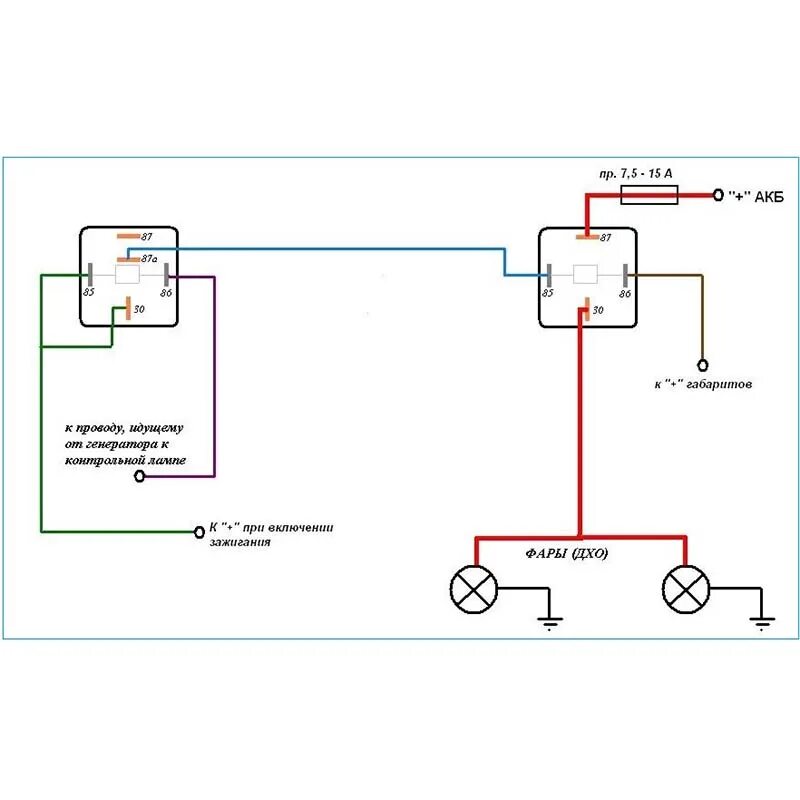 Дхо через генератор. Схема подключения дневных ходовых огней 2110. Схема подключения ПТФ через реле и Генератор. Схема подсоединения противотуманных фар через Генератор. Схема подключения противотуманных фар через реле и Генератор.