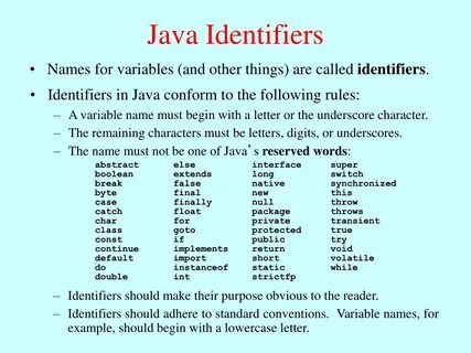 Variable define java