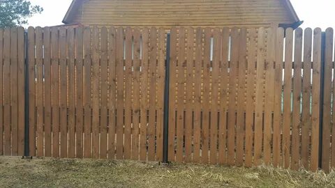 Ворота из штакетника деревянного