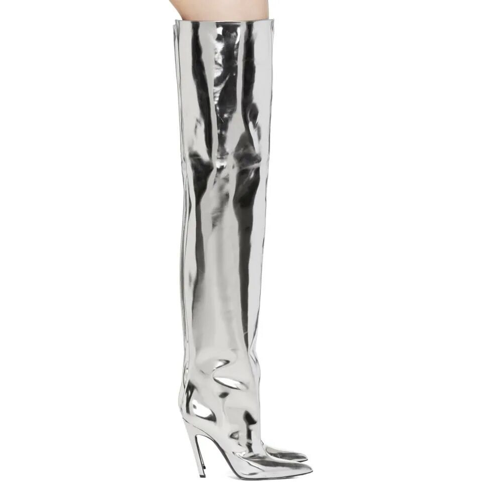Серебряные ботфорты. Balenciaga ботфорты knife black. silver boots balenciaga. серебристые ботфорты. высокие сапоги серебристые.