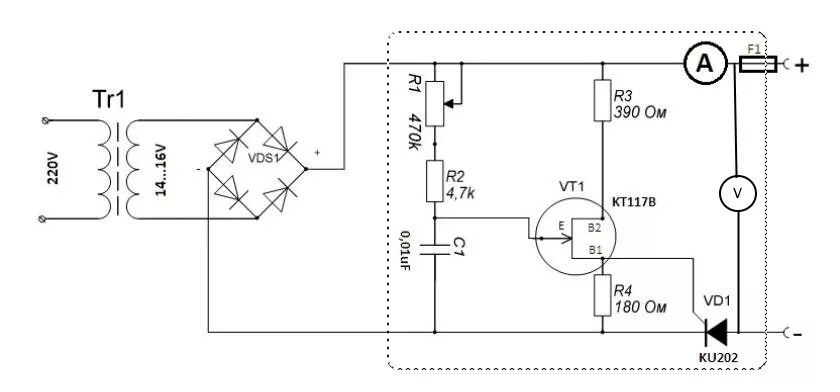 Схема зарядного устройства на транзисторе кт 117. Схема зарядное на тиристорах для автомобильного аккумулятора. Схема зарядки аккумулятора на кт117. Схемы з/у для автомобильных аккумуляторов на тиристорах. Зарядное на тиристоре ку202н